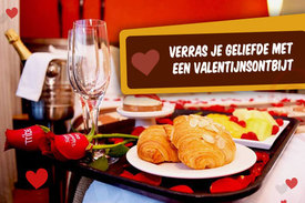 Op onze kosten je geliefde verrassen met een Valentijnsontbijt op bed?